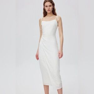 Fabrique Reel Tie Strap embroidery Dress in Double Crepe